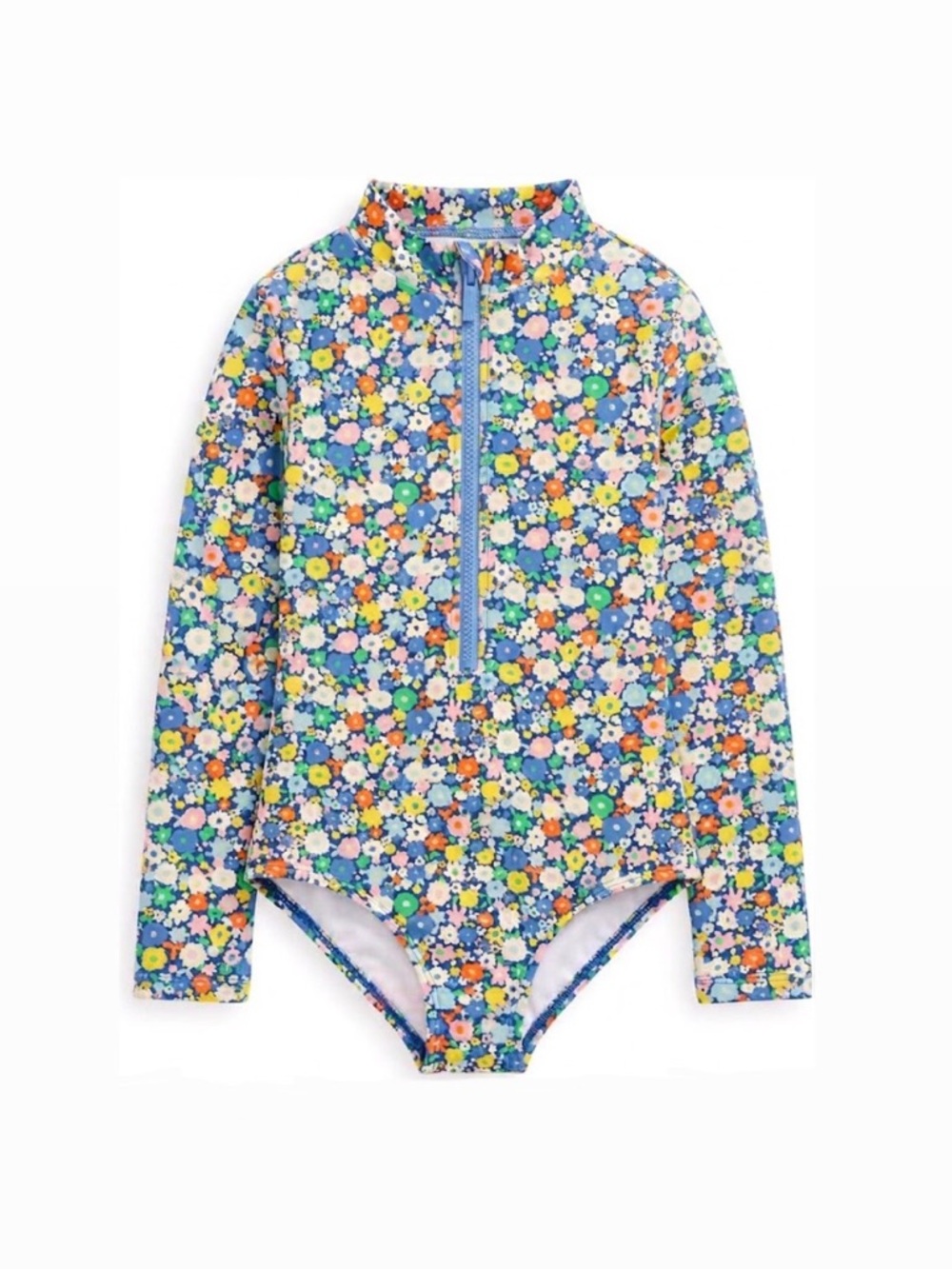 Mini Boden Floral Long Sleeve Rashguard One Piece Swimsuit Girls Size 7-8Y